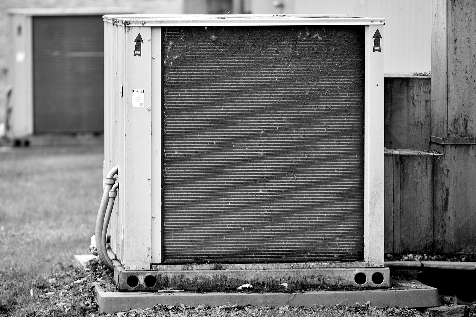 Close-up of an industrial HVAC unit showcasing precision metal construction